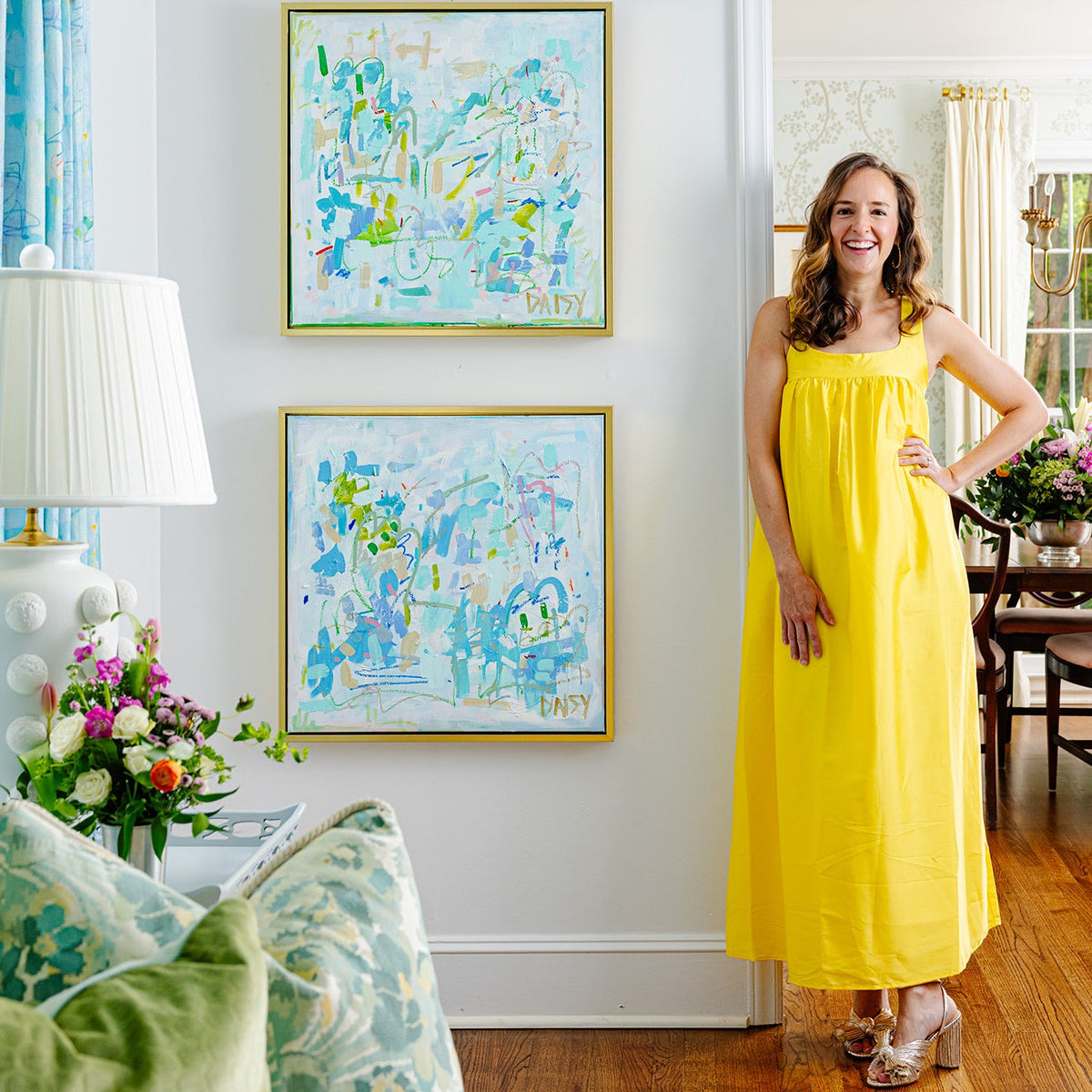 24x24 'Joyful Square I' Original Abstract Painting by Megan Daisy Milner – Sold