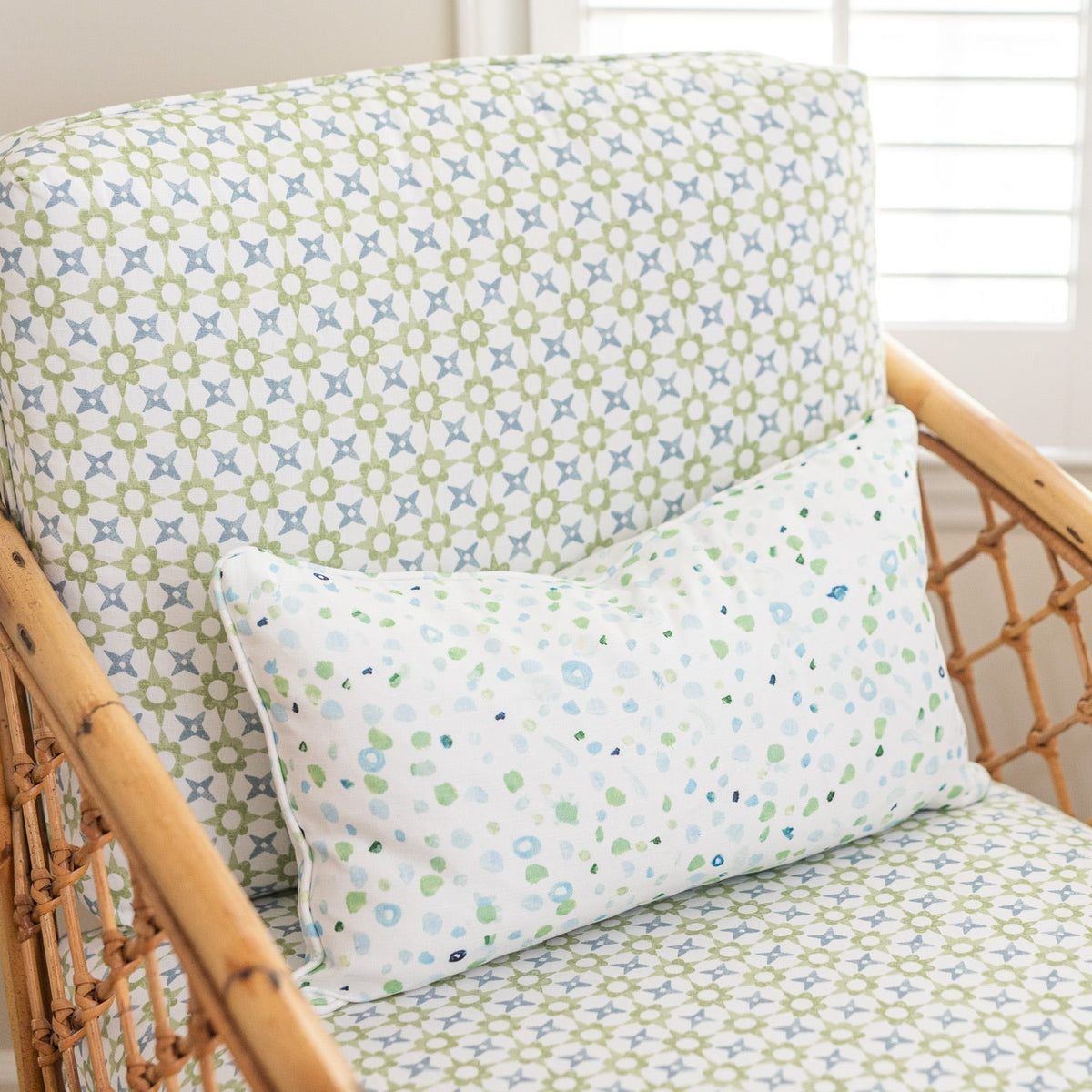 "The Dots Went Crazy" Pillow Cover (Blue/ Green)