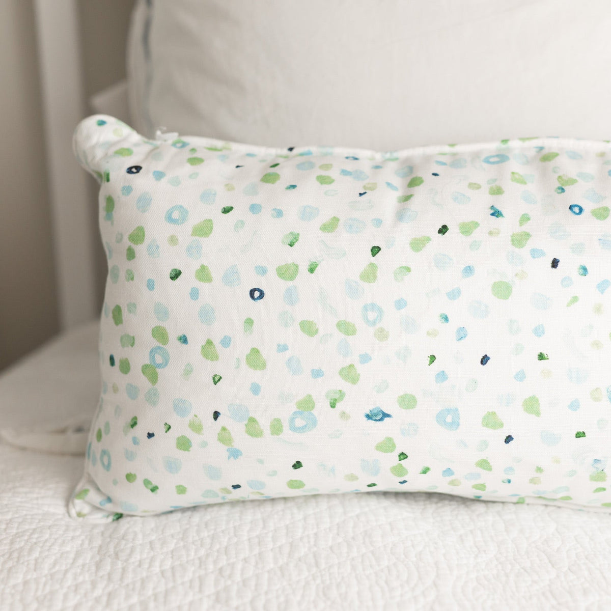 "The Dots Went Crazy" Pillow Cover (Blue/ Green)