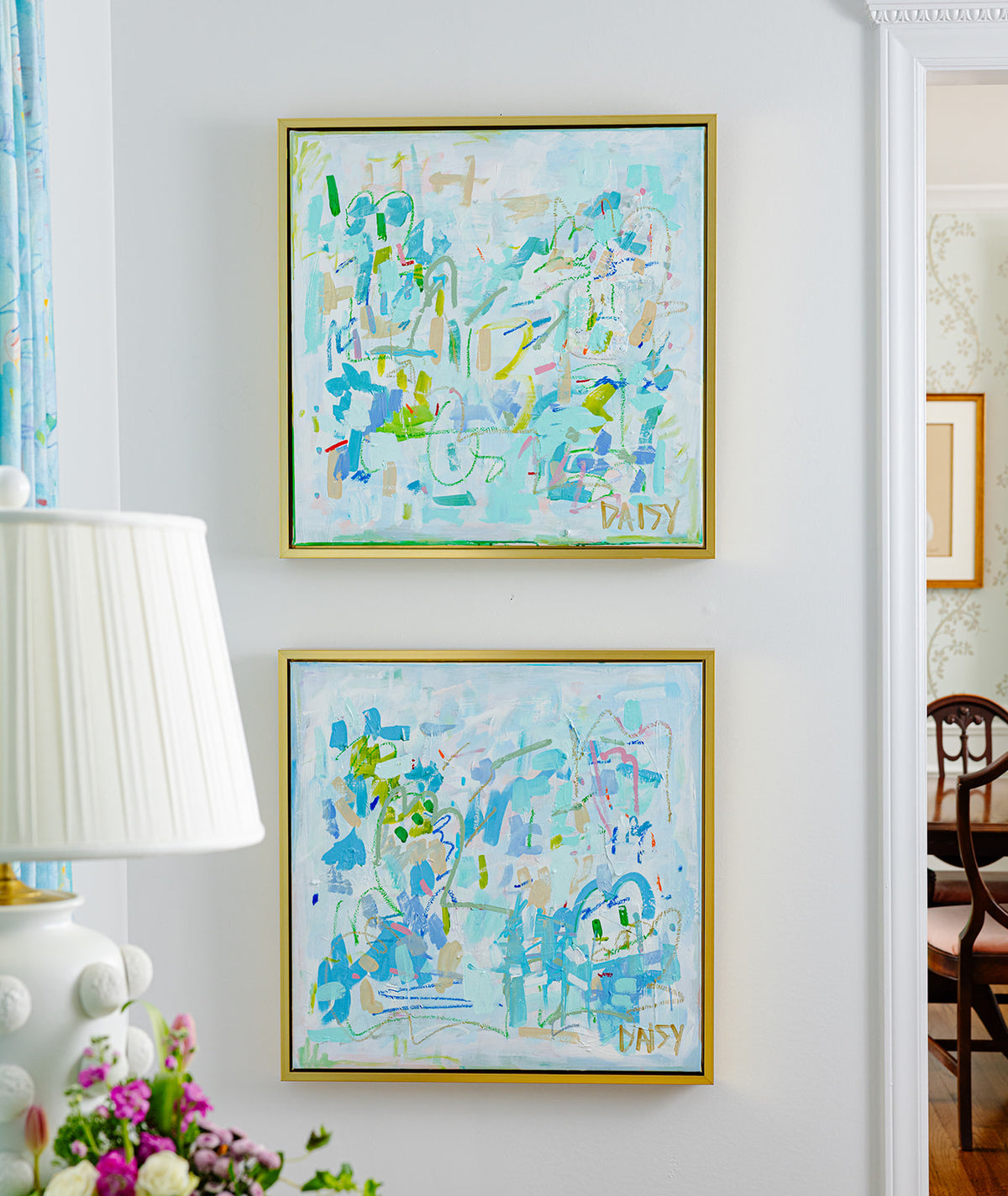 24x24 'Joyful Square I' Original Abstract Painting by Megan Daisy Milner – Sold