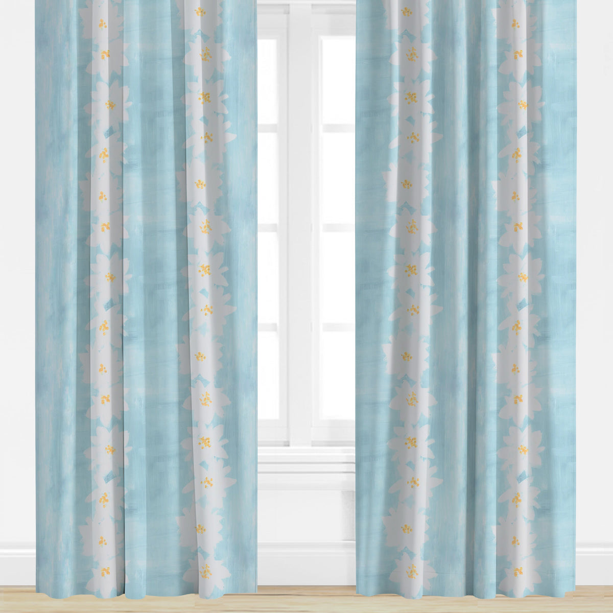 "Daisy Chain" Drapery Panel (Blue)