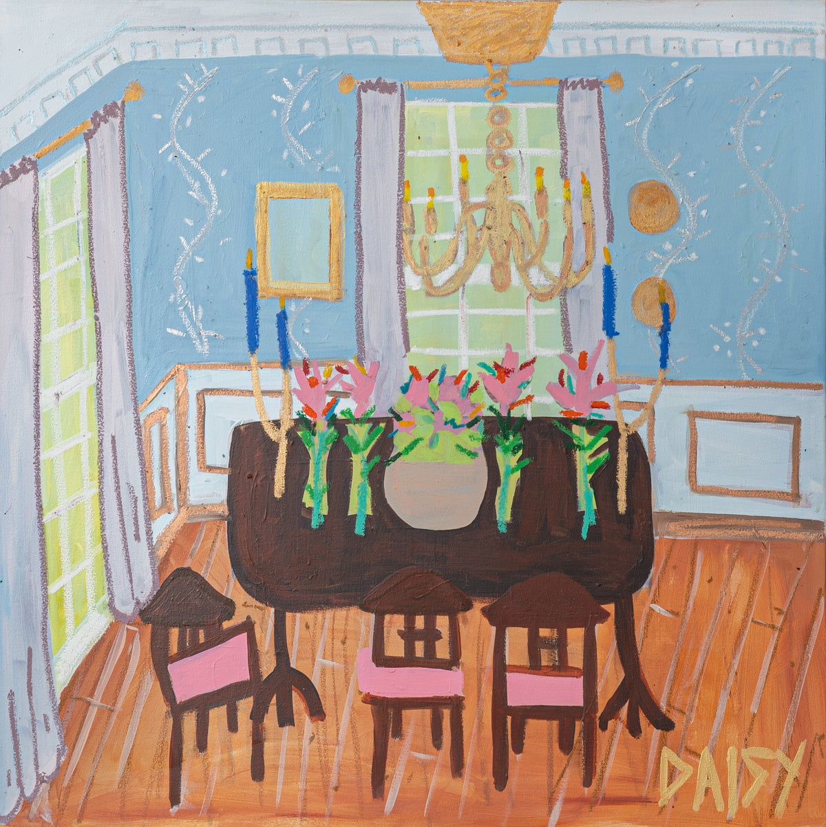 30x30 "Dinner Party" | Original Still Life Painting by Megan Daisy Milner