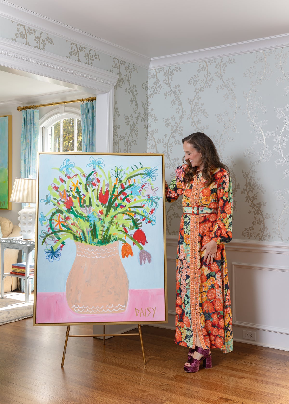 36x48 "Vase Full Of Joy" | Original Abstract Floral Painting by Megan Daisy Milner