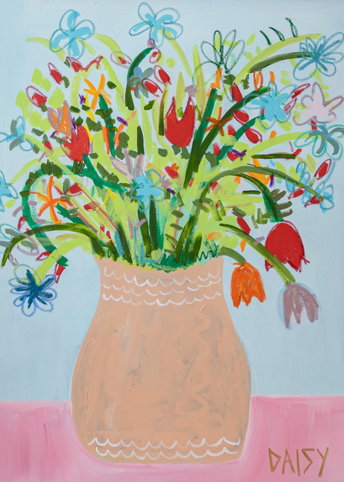 36x48 "Vase Full Of Joy" | Original Abstract Floral Painting by Megan Daisy Milner