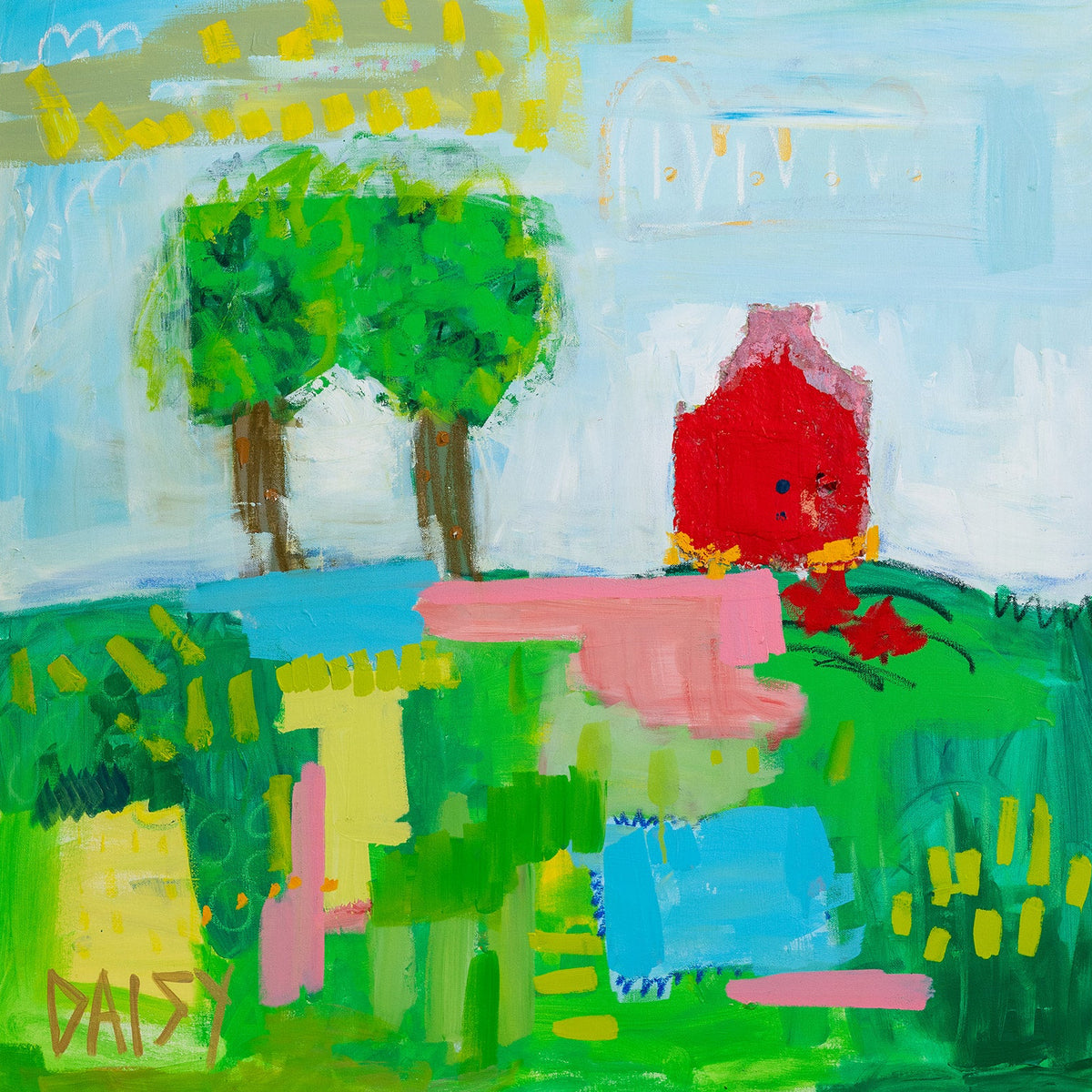 36x36 'The Double Tree' Abstract Painting | Sold Artwork by Megan Daisy Milner