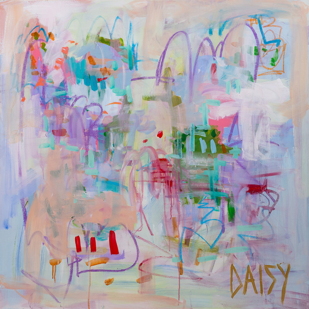 36x36 'Purple' Original Abstract Painting by Megan Daisy Milner – Sold Artwork