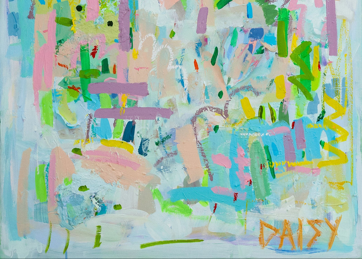 "Playing Fetch & Soaking Up Sunbeams II" 24x24 | Original Abstract Floral By Megan Daisy Milner