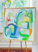 Load image into Gallery viewer, 30x30 "Blockie Talkie" Original Abstract Painting by Megan Daisy Milner – Acrylic, oil pastel, and charcoal on canvas