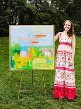 Load image into Gallery viewer, 36x36 'Orange Skies and Pink Flowers' Original Abstract Painting by Megan Daisy Milner – Sold