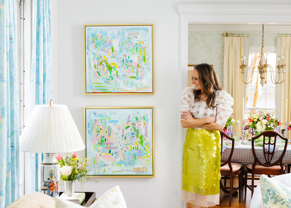 "Playing Fetch & Soaking Up Sunbeams II" 24x24 | Original Abstract Floral By Megan Daisy Milner