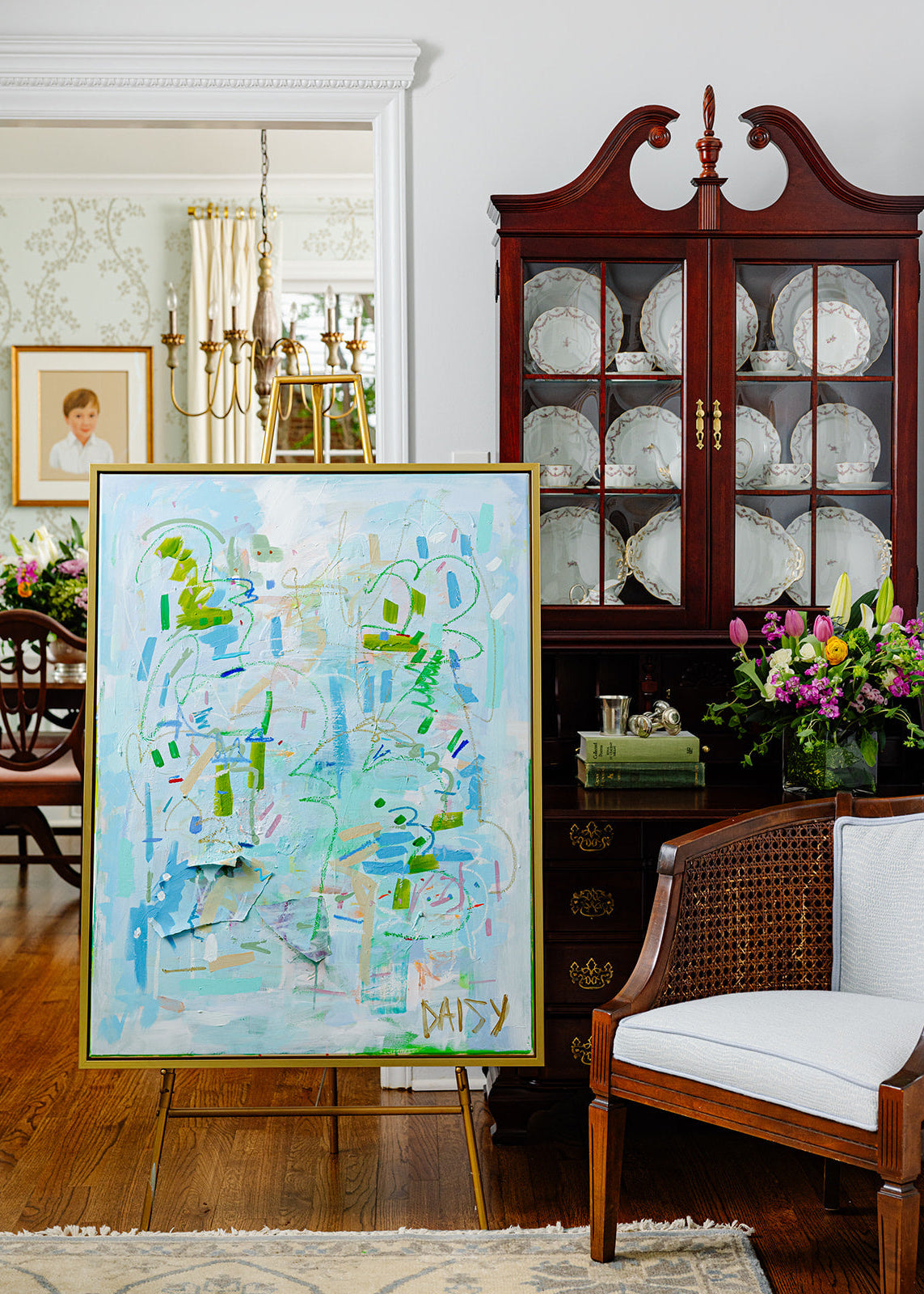 40x30 Fresh Cut Grass Original Abstract Painting by Megan Daisy Milner – Sold