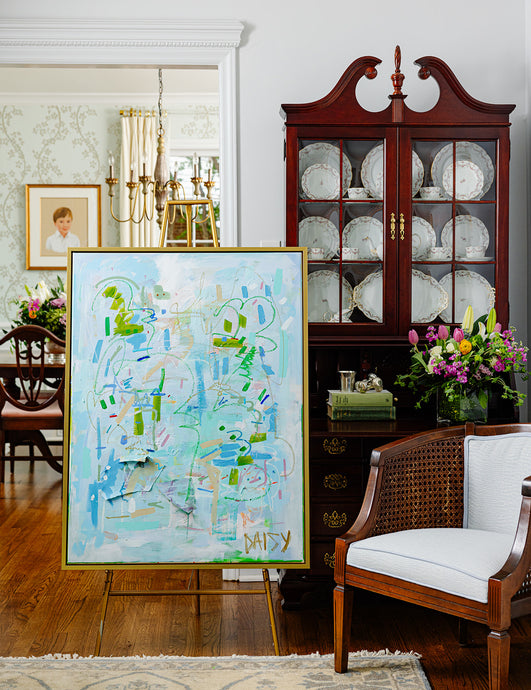 40x30 Fresh Cut Grass Original Abstract Painting by Megan Daisy Milner – Sold