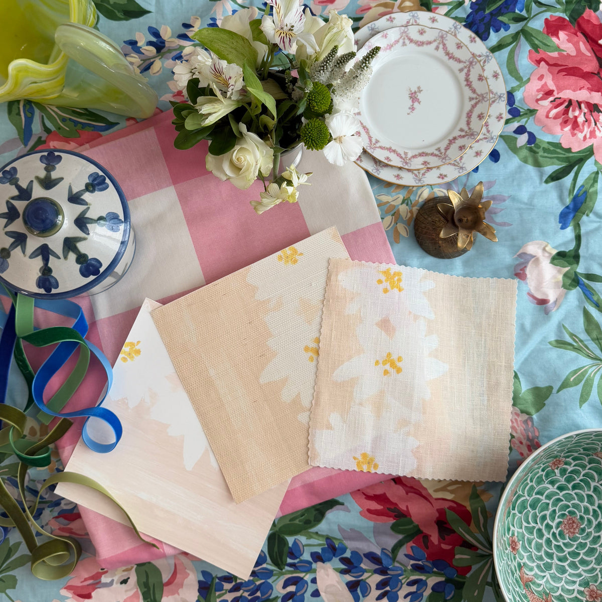 "Daisy Chain" Drapery Panel (Neutral)