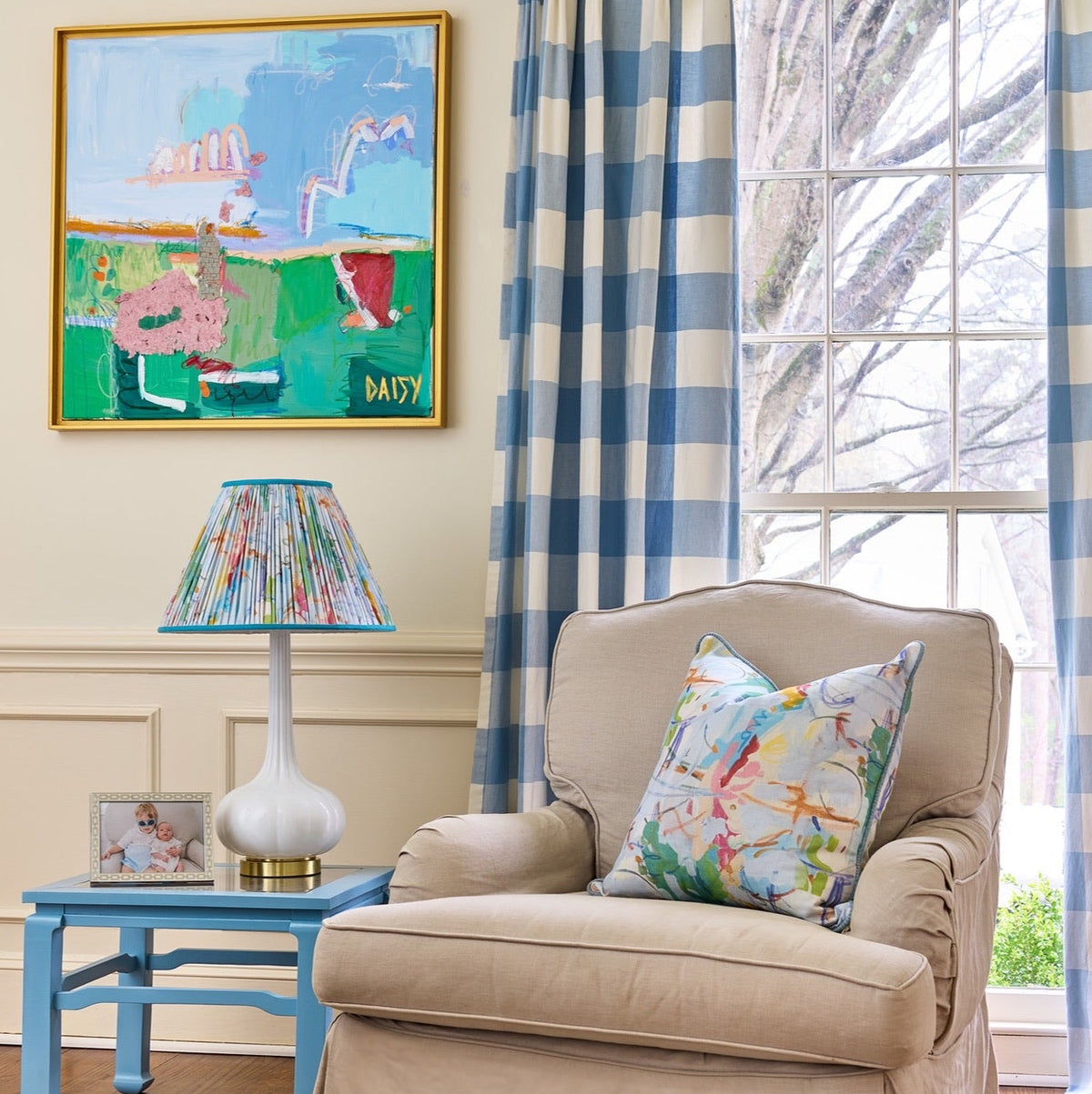 "Bold & Blue"  Drapery Panel