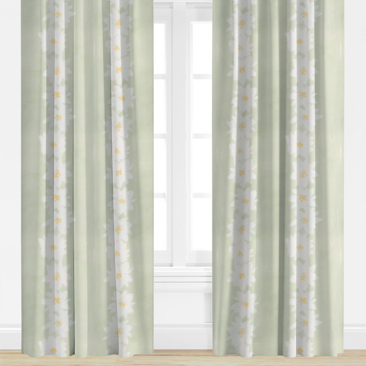 "Daisy Chain" Drapery Panel (Green)