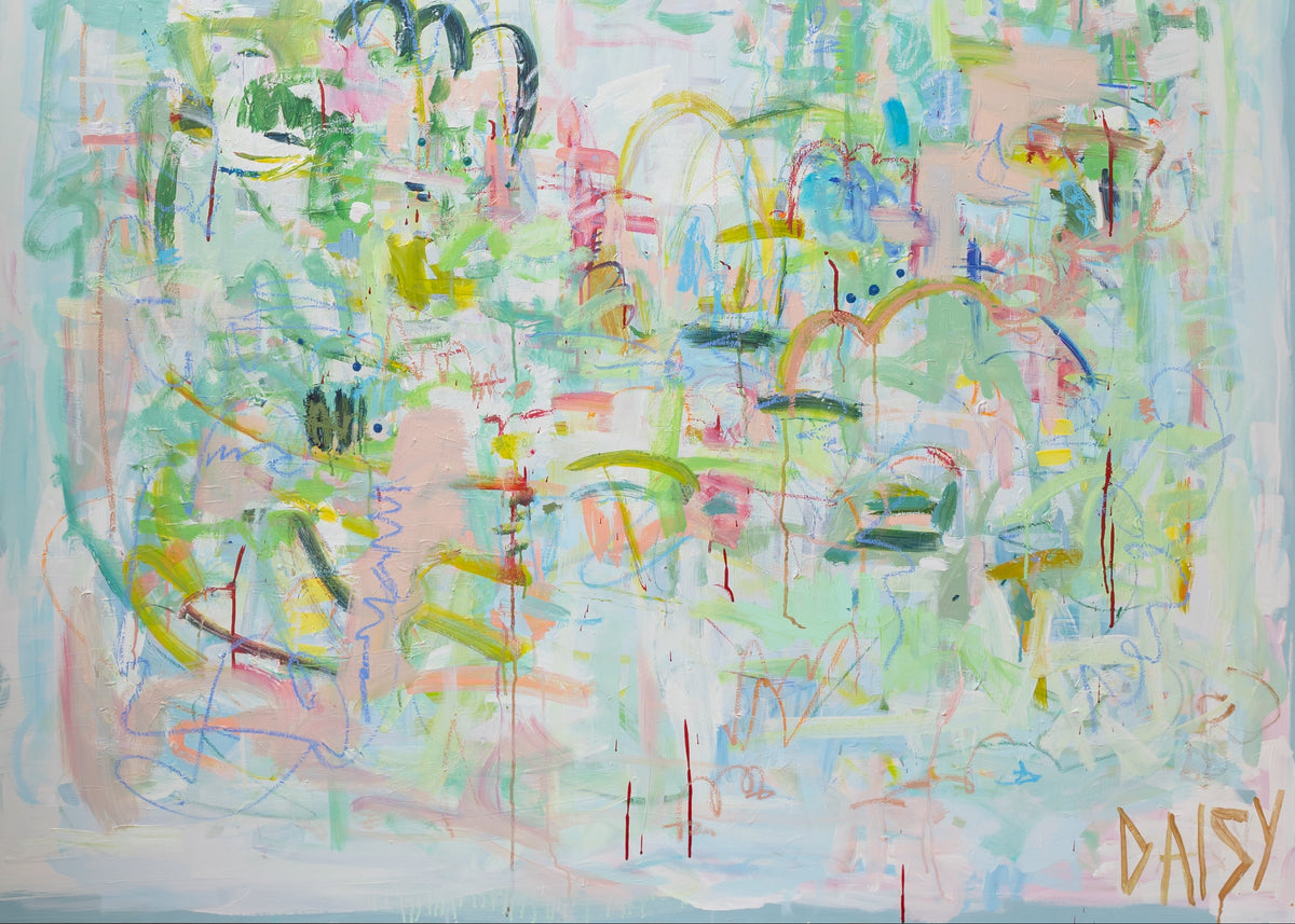 48x60 "I Get By With A Little Help From My Boys" | Colorful Abstract Painting by Megan Daisy Milner