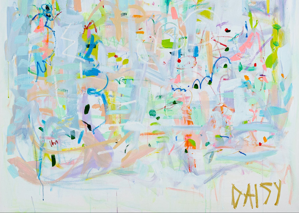 48x48 "Let's Flamingle"  | Original Abstract Painting by Megan Daisy Milner