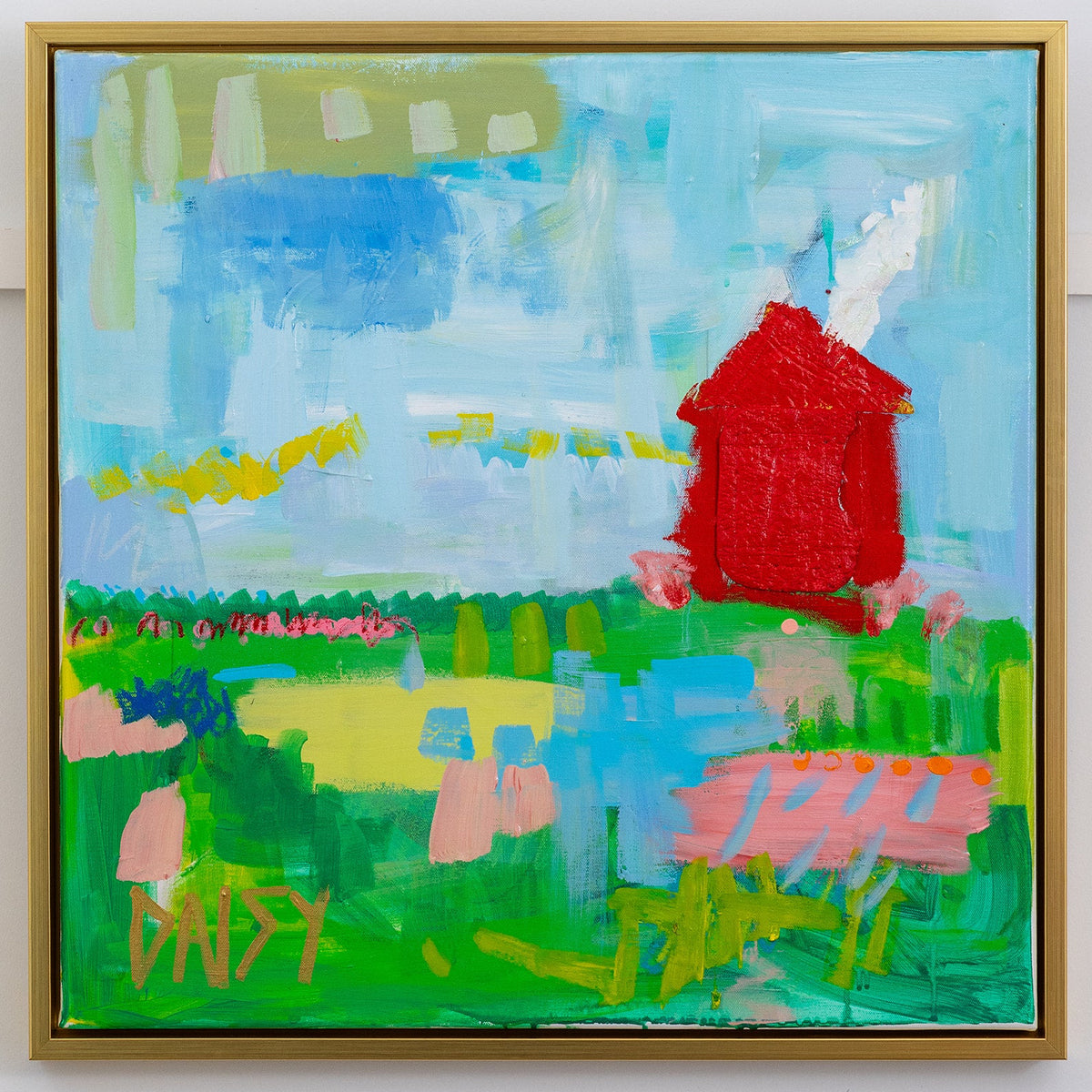 24x24 'Green Plains' Original Abstract Painting by Megan Daisy Milner – Sold
