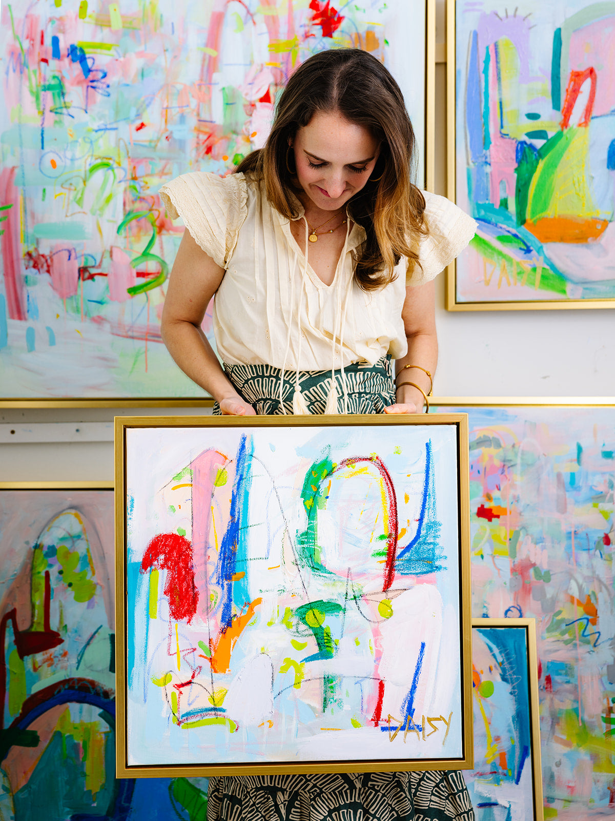 20x20 'Shattered' Original Abstract Painting by Megan Daisy Milner – Sold