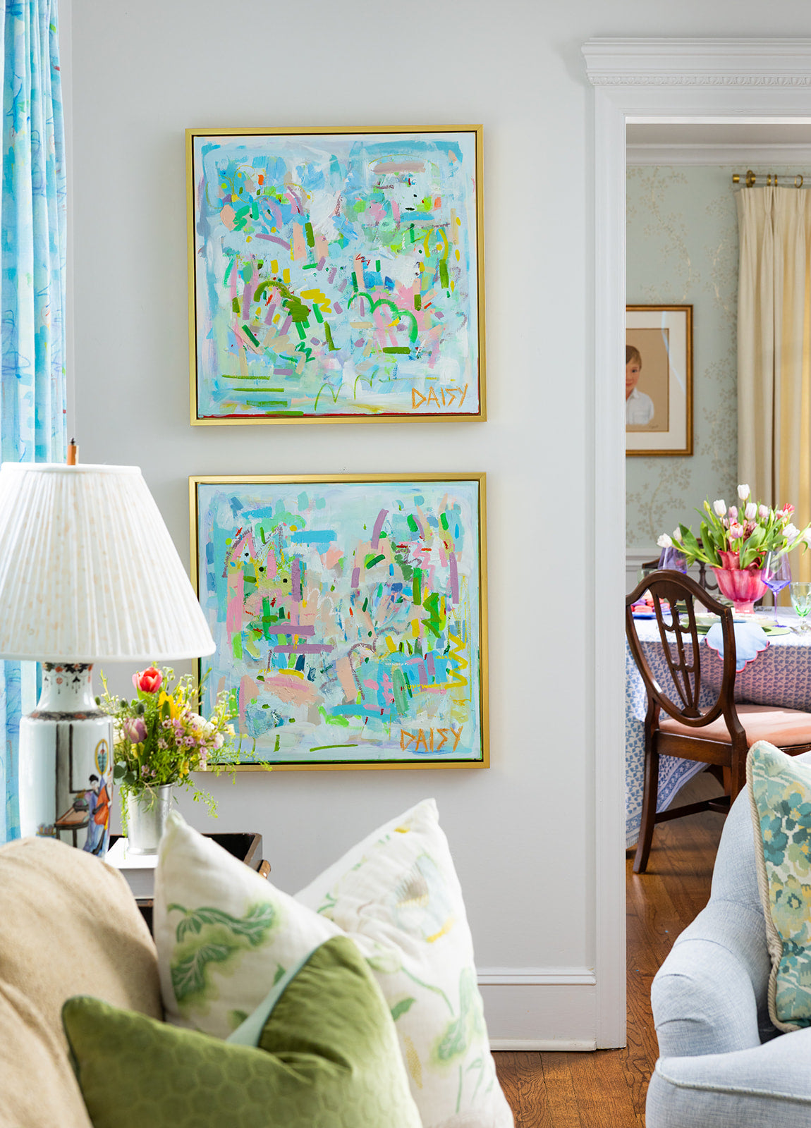 "Playing Fetch & Soaking Up Sunbeams II" 24x24 | Original Abstract Floral By Megan Daisy Milner