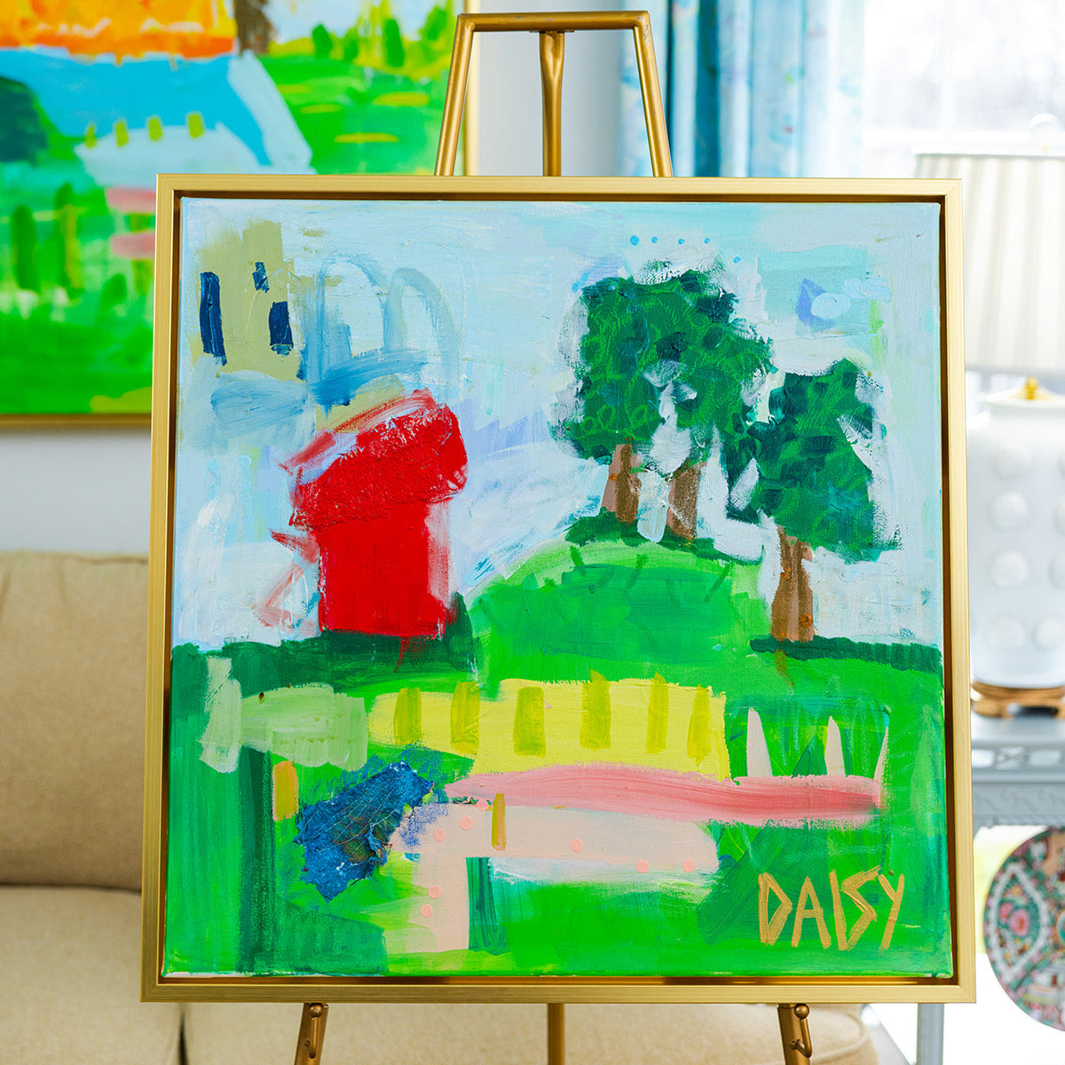 24x24 "Tulip Fields" Original Abstract Painting by Megan Daisy Milner – Sold